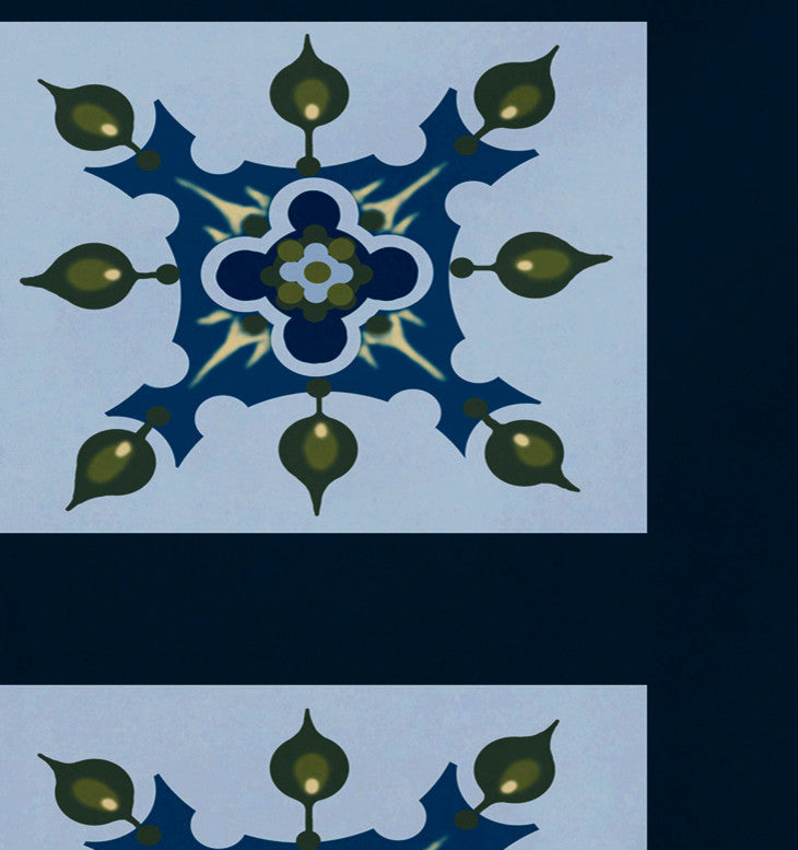 Four Square Geometric Print Placement, Deep Sea, Set of 4