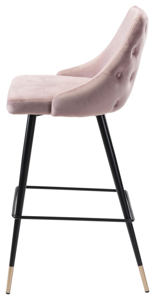 Bar Stool Chair Barstool, Steel Metal, Fabric, Pink, Black, Gold, Cafe Bistro