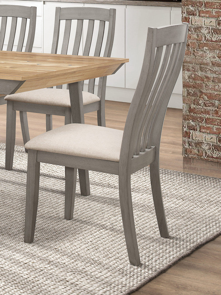 Set of 2 Dining Side Chairs with Upholstered Seat, Coastal Gray