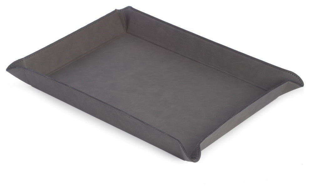 Large Rectangular Valet, Gray Leatherette