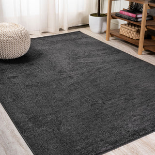 Haze Solid Low-Pile Runner Rug, Black, 9 X 12