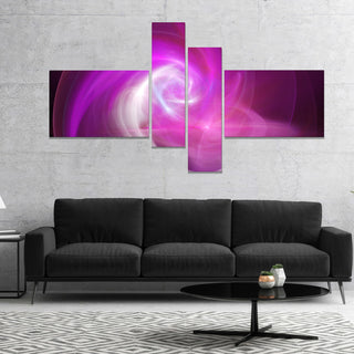 Pink Fractal Abstract Illustration, Abstract Canvas Wall Art, 60"x32", 4 panels