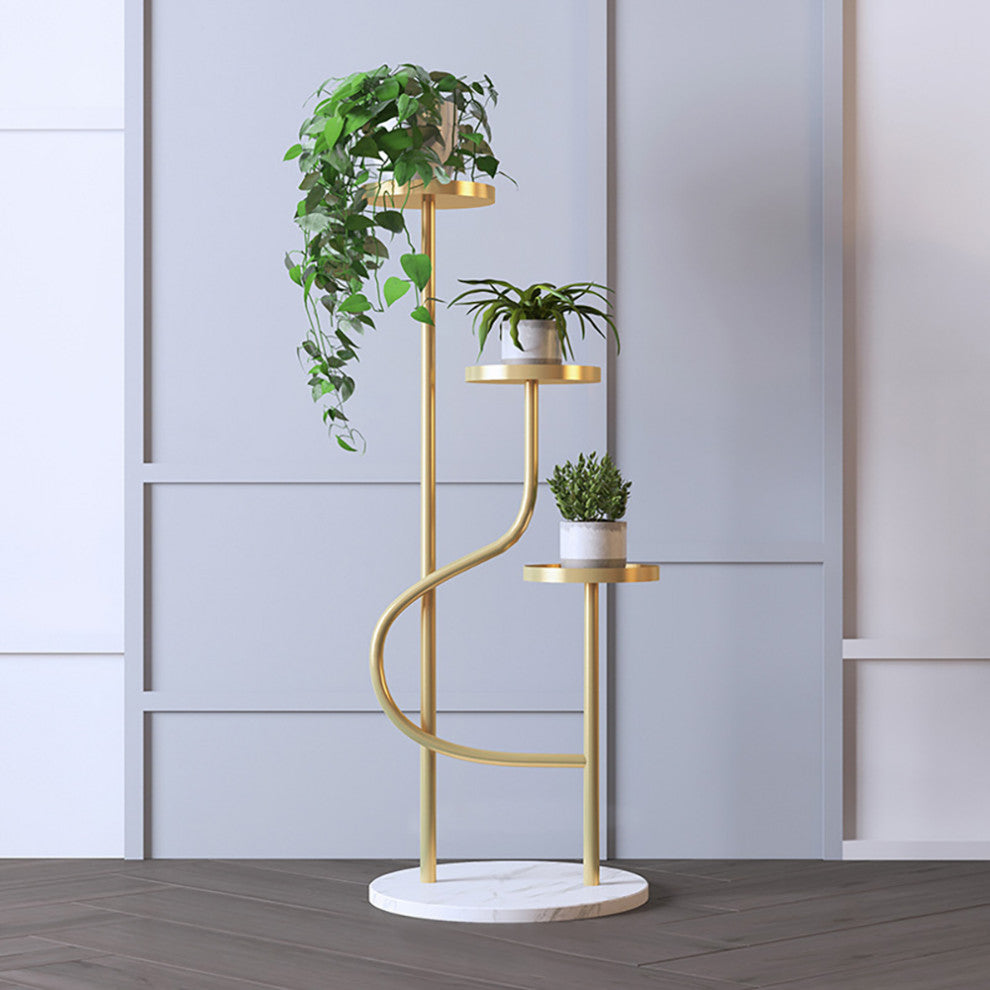 42.5" Tall Metal Plant Stand 3 Tier Modern Corner Ladder Planter in Gold