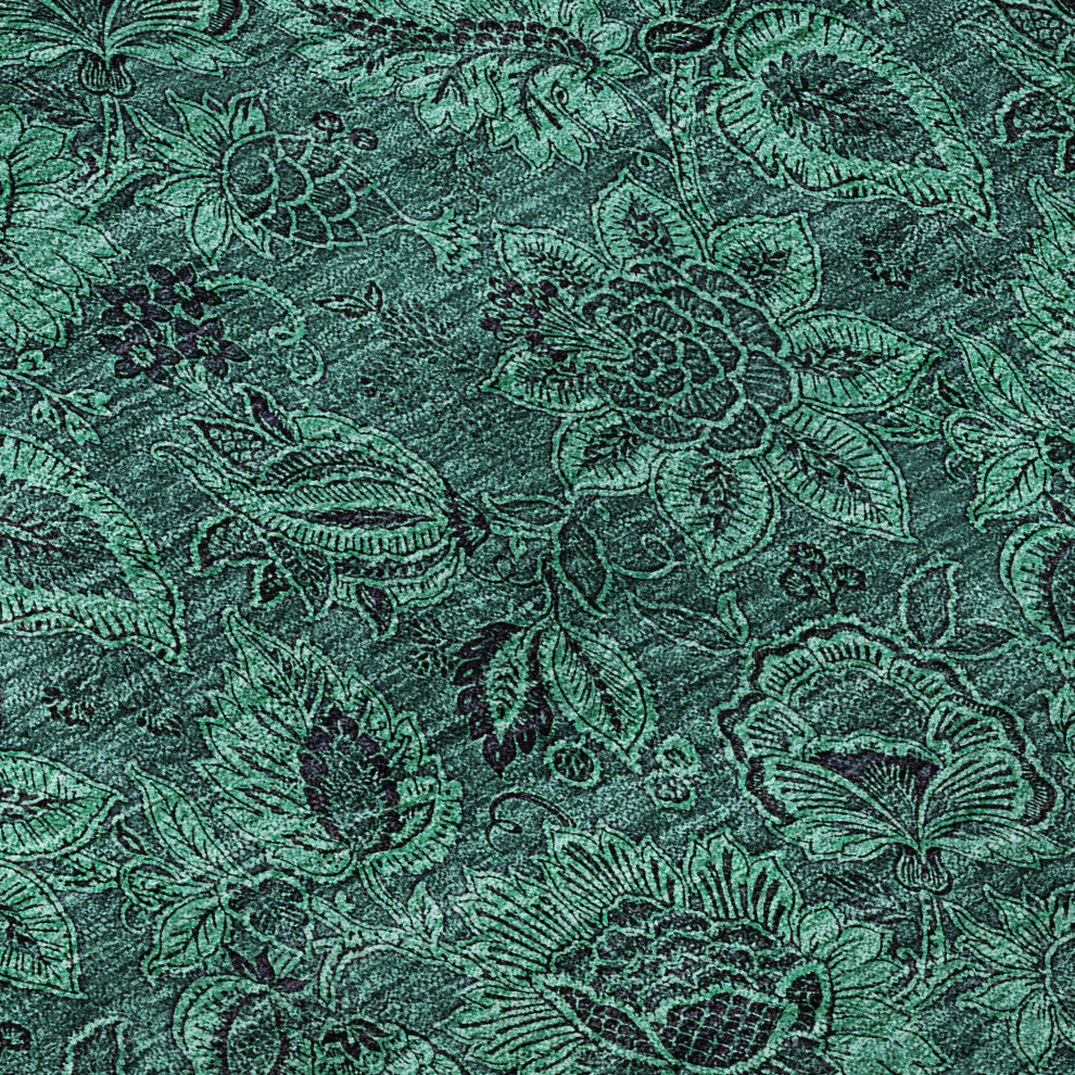 Premium Machine Washable Mayfield AMF661 Teal 3' x 5' Rug