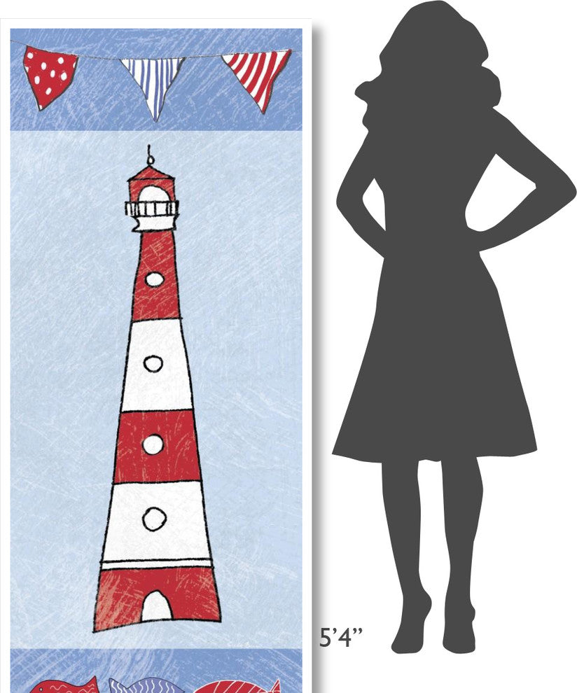 "Coastal Lighthouse I on Blue" Digital Paper Print by Farida Zaman, 32"x77"