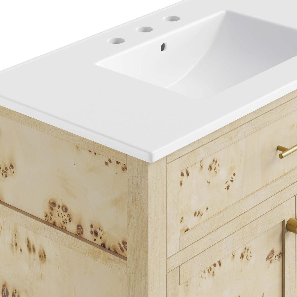 Elysian 36" Wood Bathroom Vanity - White Burl