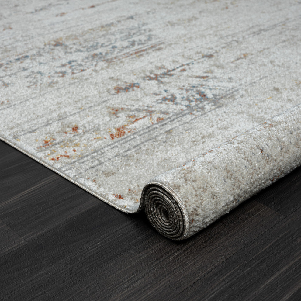 Leilani Gray/Multi Distressed Medallion Machine-Washable Area Rug, 5' x 7'