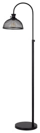 61" Black Adjustable Traditional Shaped Floor Lamp With Bronze Dome Shade
