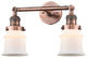 Small Canton 2-Light Bath Vanity-Light, Antique Copper, Matte White