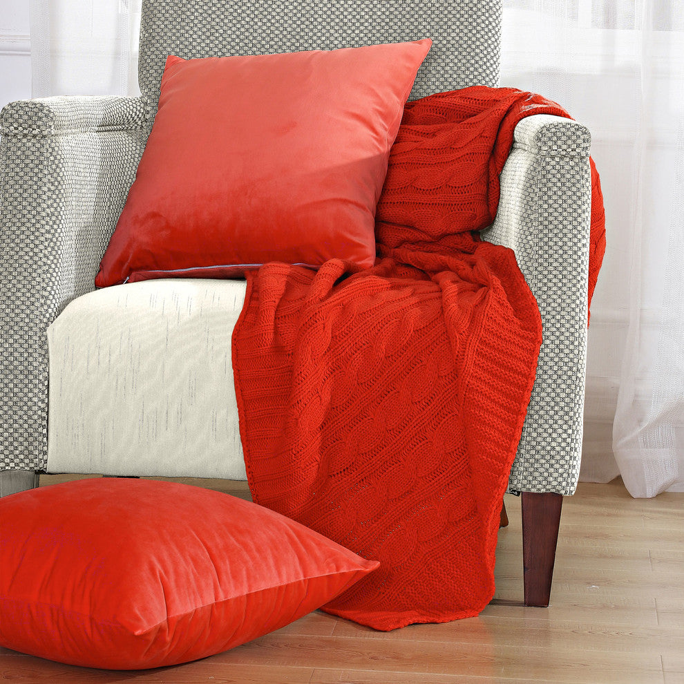 Super 18 Cable Throw and Pillow Shell 3-Piece Combo Set, Fiesta
