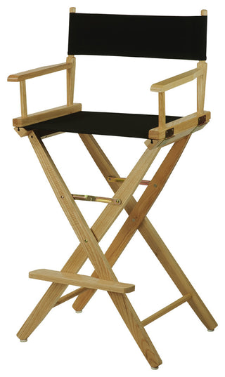 Wide 30" Directors Chair Natural Frame, Black Cover