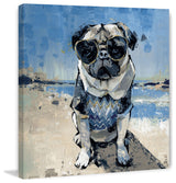 "Cool Pug" Painting Print on Wrapped Canvas, 48"x48"