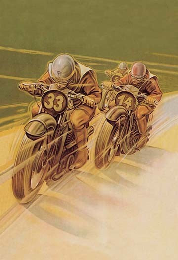 Motorcycle Racing- Gallery Wrapped Canvas Art 28" x 42"