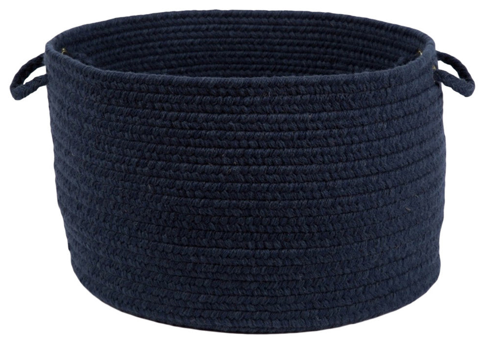 Rhody Rug Wool Solid Basket, Navy, 18"X12"