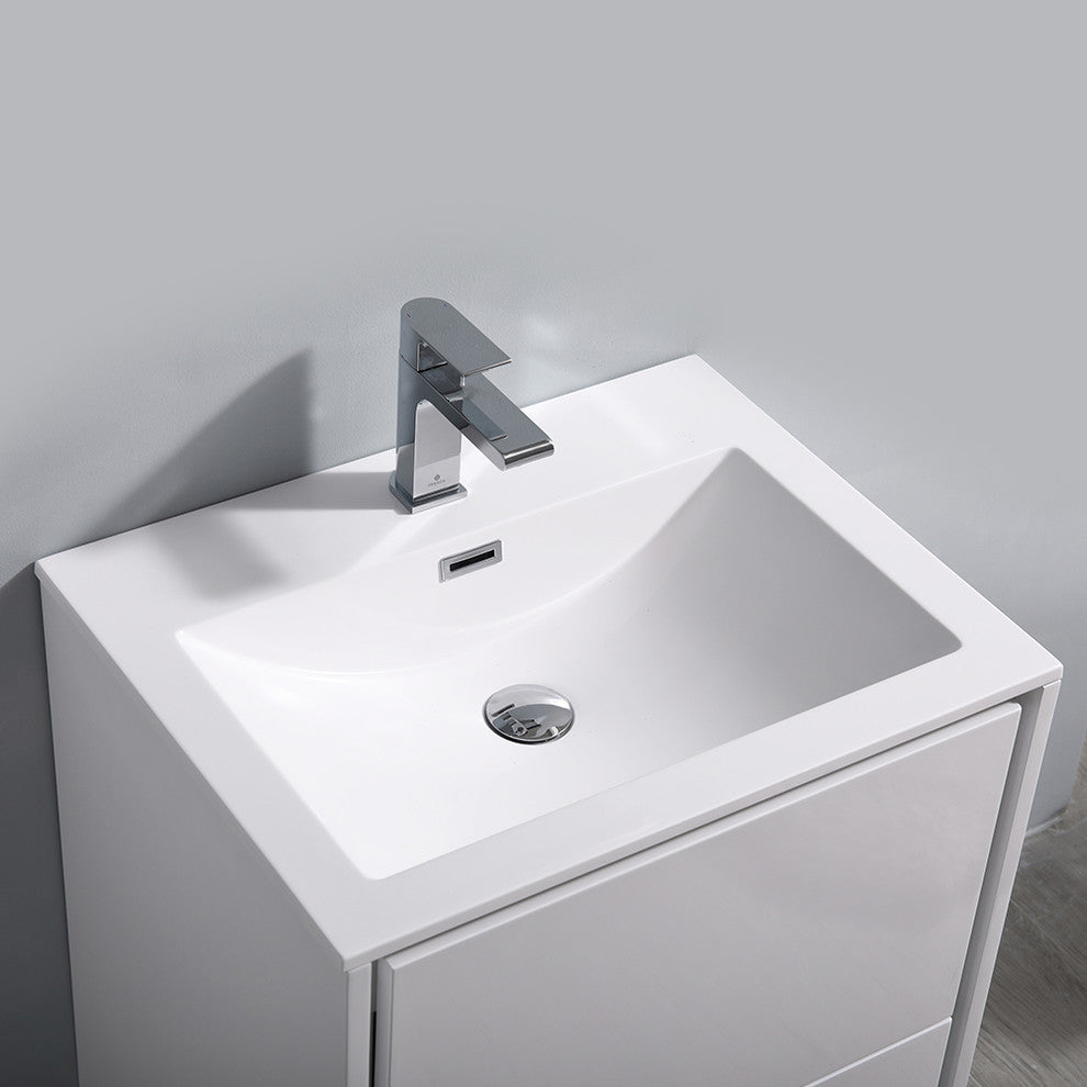Fresca Catania 24" Gloss White Wall Hung Cabinet With Integrated Sink