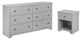 6 Drawer Double Dresser and Nightstand Bedroom Furniture Set in Soft Grey