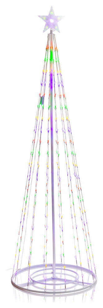 86"H Indoor Artificial Christmas Tree with Multi-Colored Lights and Star Topper