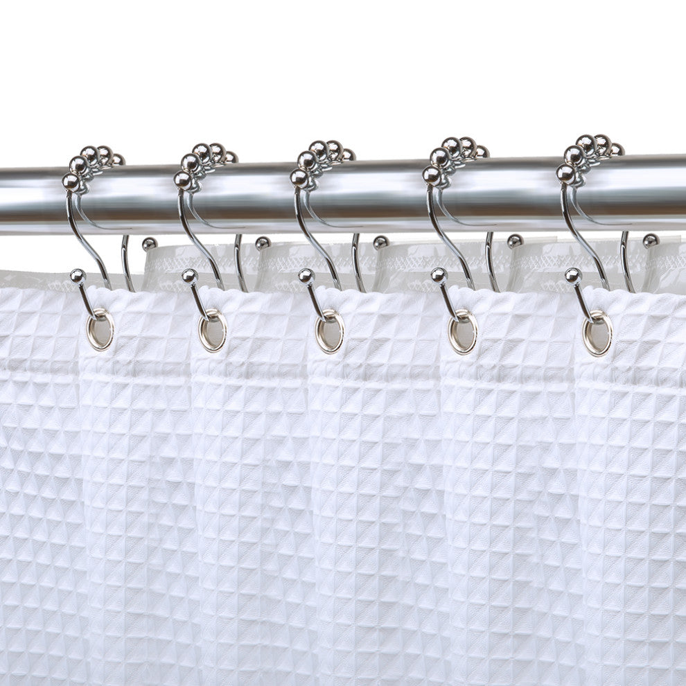 Utopia Alley Shower Hooks - Double Shower Curtain Rings for Bathroom, Set of 12, Chrome