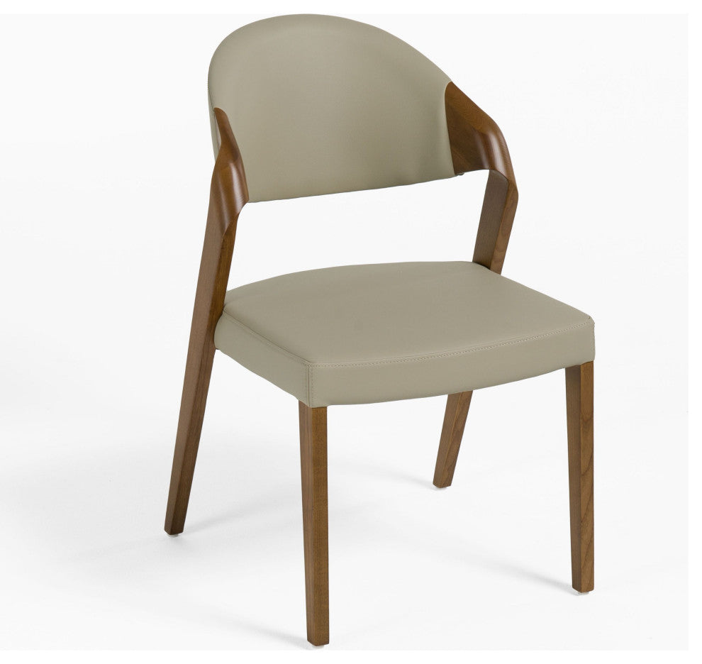 Modrest Arlo Modern Beige and Walnut Dining Chairs, Set of 2