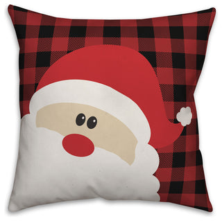Plaid Santa Claus 18"x18" Throw Pillow Cover