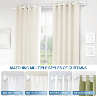 Square Urn Adjustable Double Curtain Rod Set, 5/8", White, 48"-84"