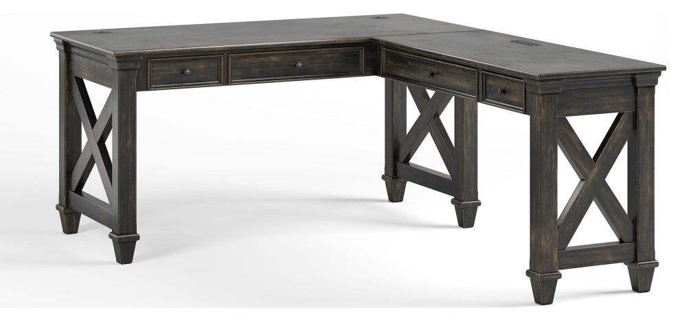 Traditional Wood Electronic Sit Stand Desk Dark Brown