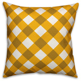 Yellow Plaid Outdoor Throw Pillow, 20"x20"