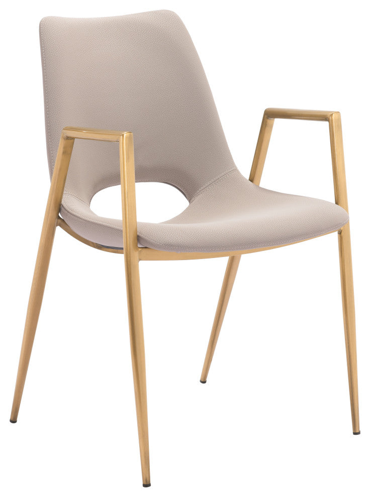 Desi Dining Chair, Set of 2 Beige/Gold