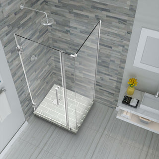 Bromley 27.25"-28.25"x32.375"x72" Frameless Corner Hinged Shower Enclosure