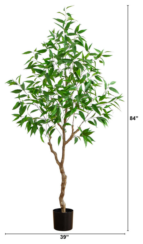 7ft. Artificial Long Leaf Greco Eucalyptus Tree With Real Touch Leaves