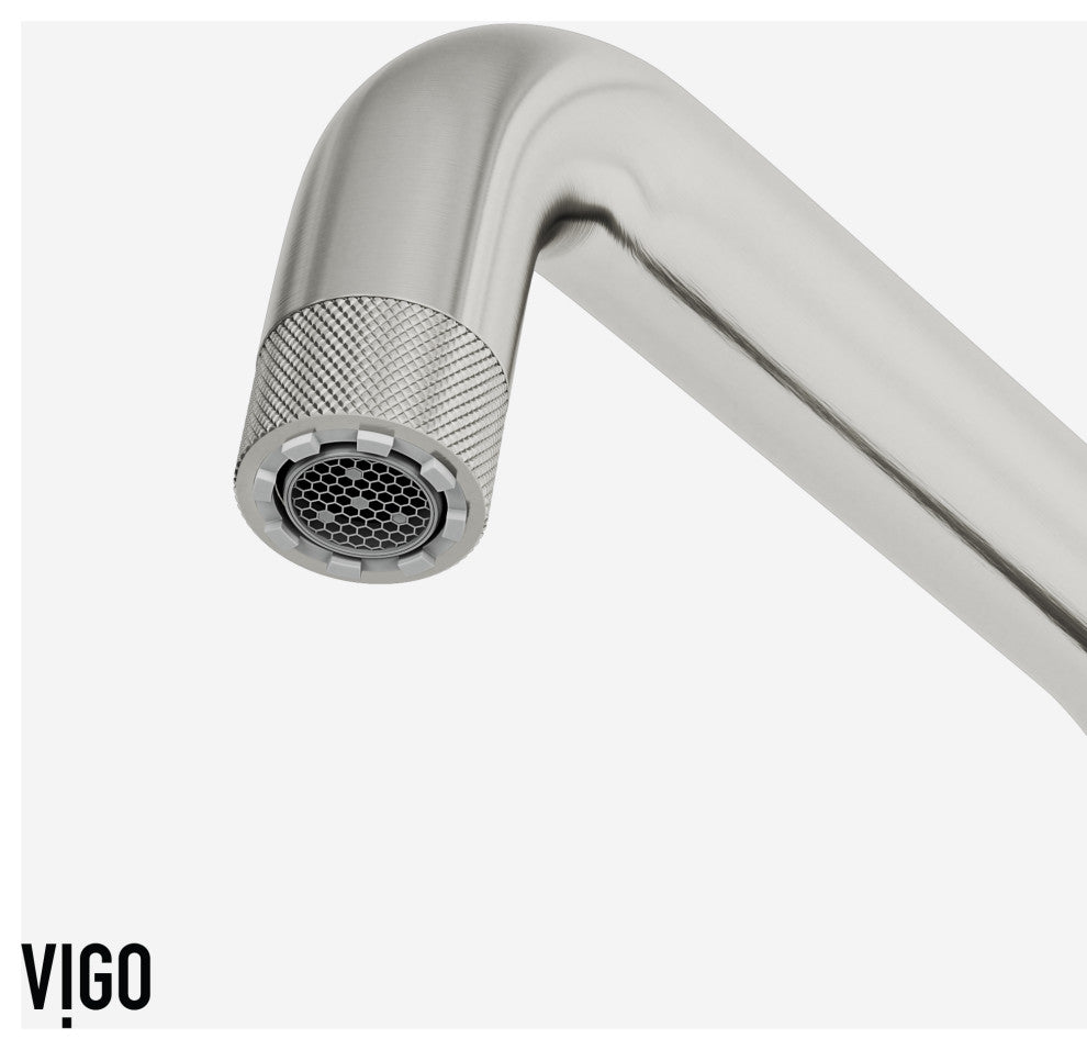 VIGO Cass 13" H Widespread Pull-Out Sprayer Kitchen Faucet, Stainless Steel