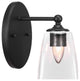 Capri 1-Light Wall Sconce, Matte Black/Square Clear Bubble