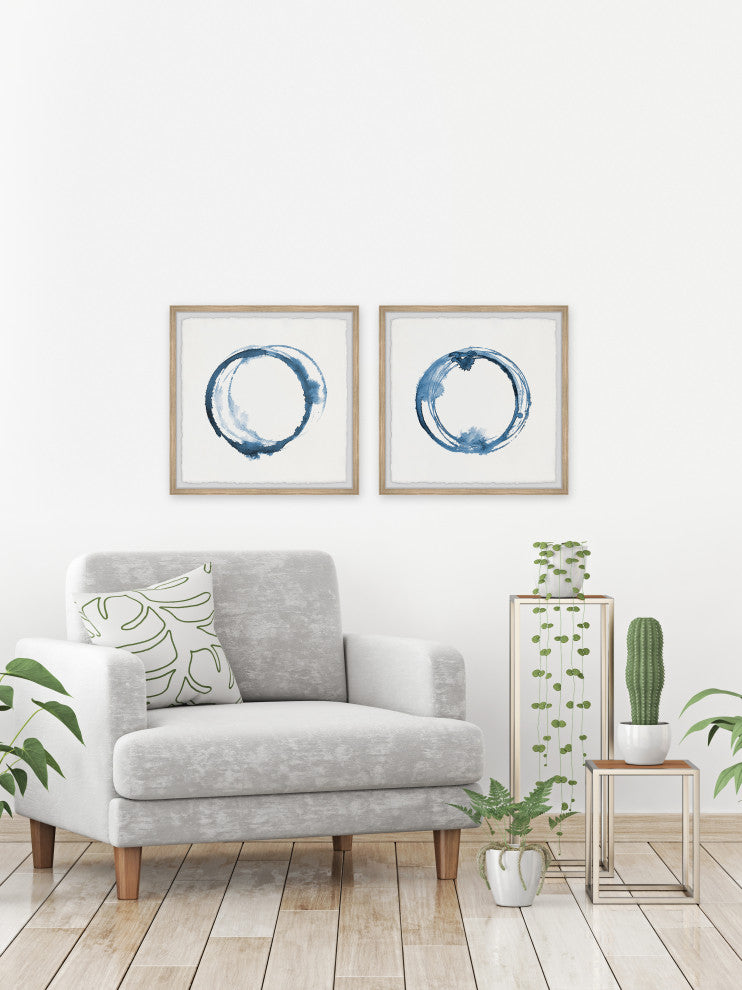 Blue Flash Diptych, Set of 2, 24x24 Panels