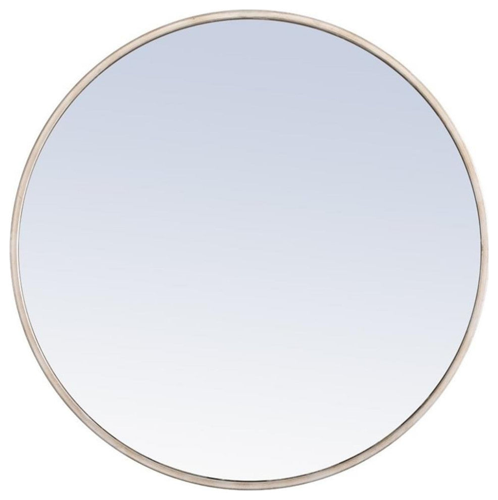 Elegant Decor Eternity 24" Round Metal Frame Mirror in Silver