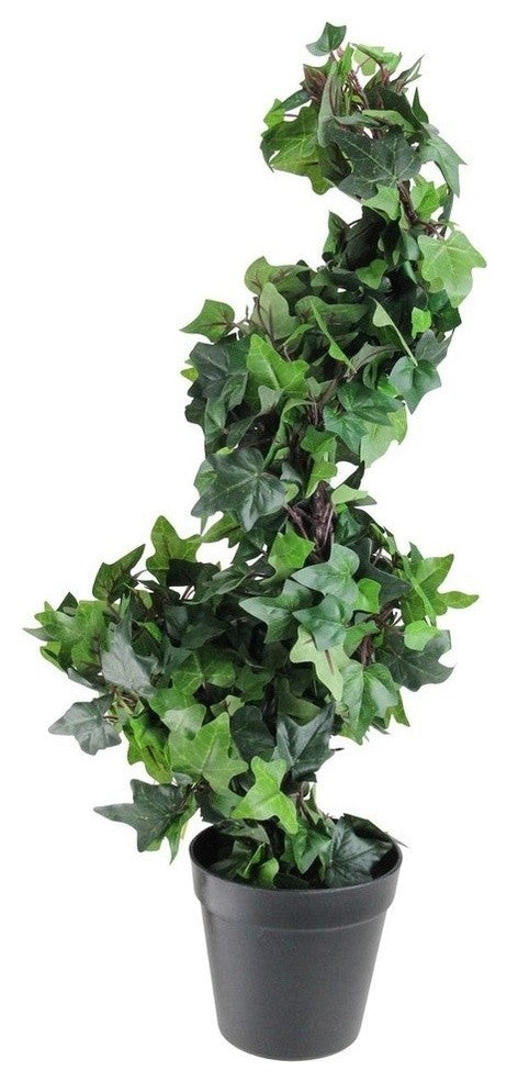22.5" Potted Artificial English Ivy Spiral Topiary Tree