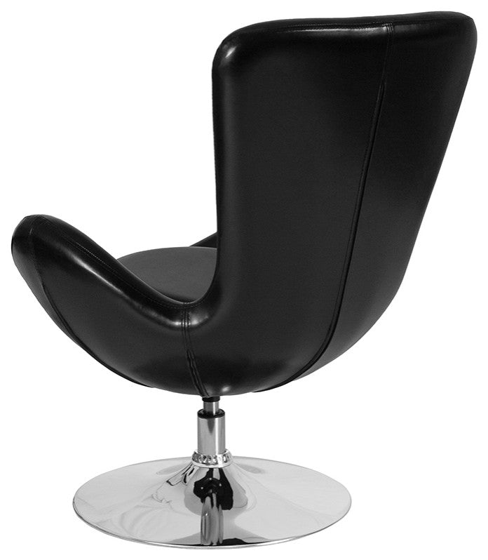 Egg Series Black LeatherSoft Side Reception Chair