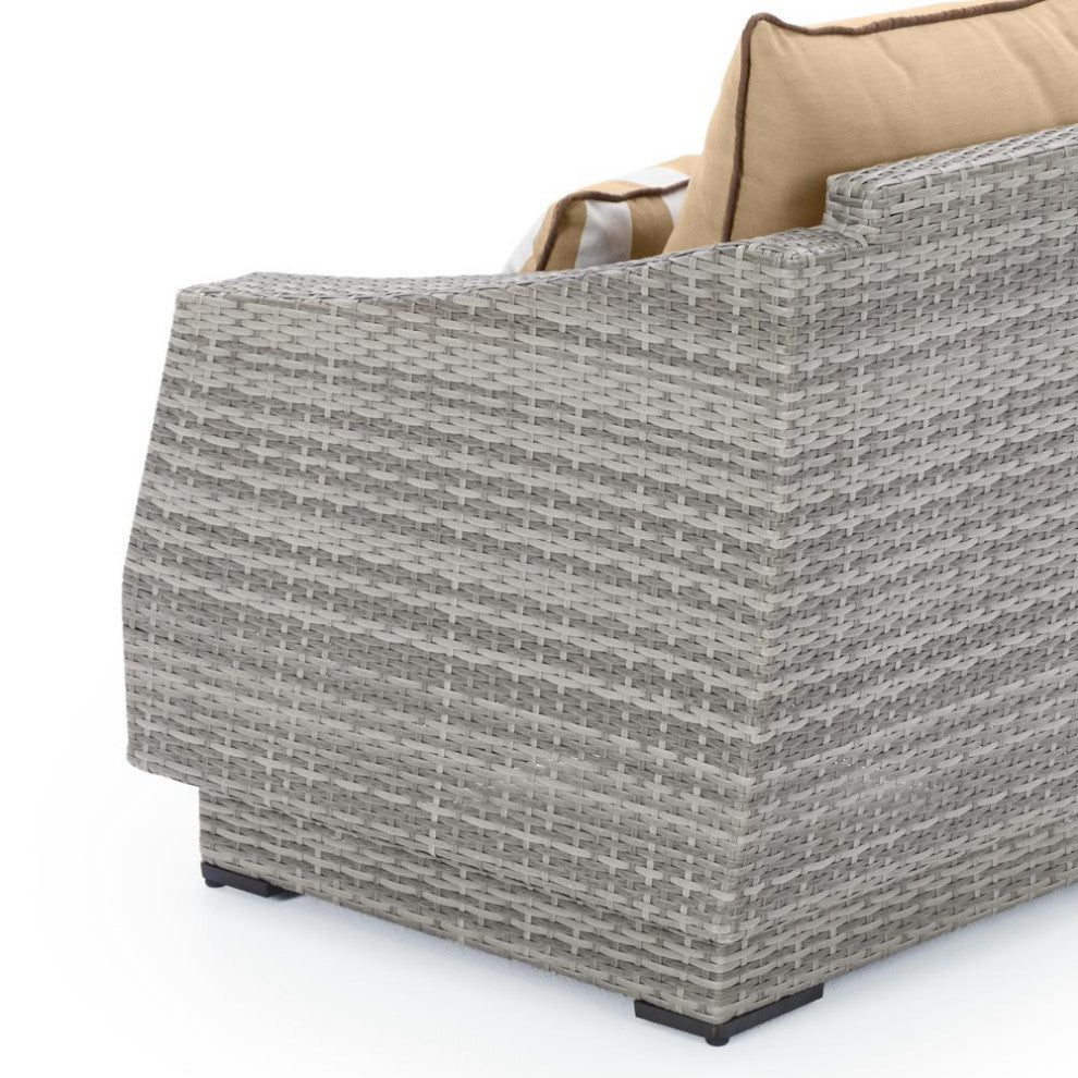 Cannes Deluxe 8 Piece Aluminum Outdoor Patio Sofa and Club Chair Set, Maxim Beige