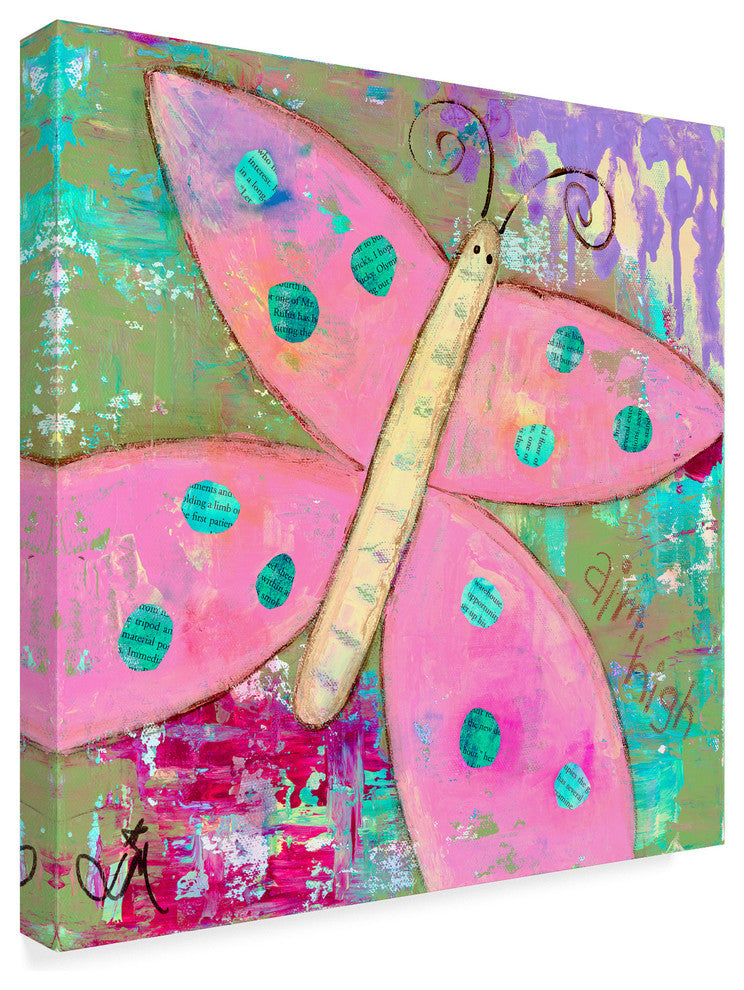 Jennifer Mccully 'Pink Butterfly' Canvas Art, 18"x18"