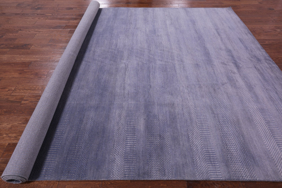 9' 2" X 12' 4" Savannah Grass Wool and Silk Handmade Rug Q11443