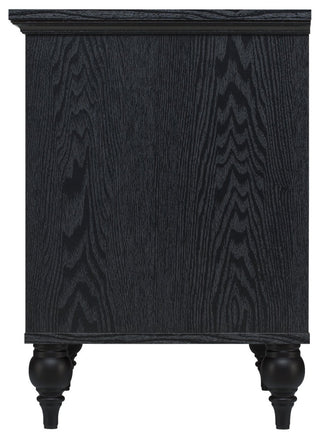Transitional Coastal Nightstand, 2 Ample Drawers With Rattan Front, Black Finish