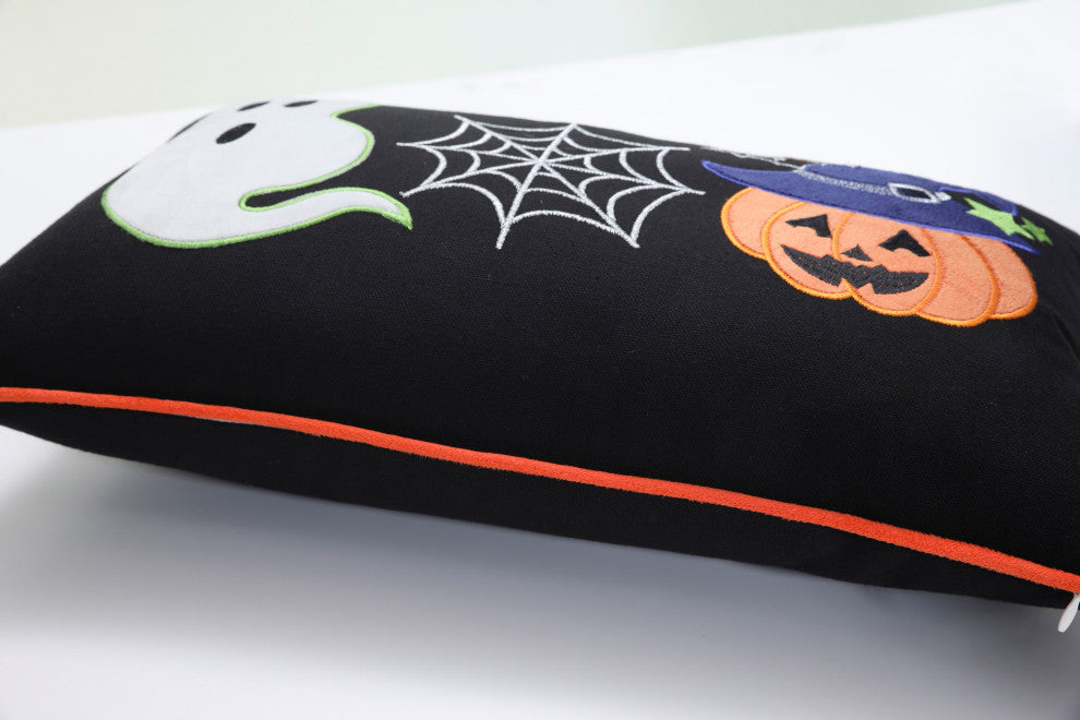 Indoor Boo Friends Black Rectangular Throw Pillow Cover