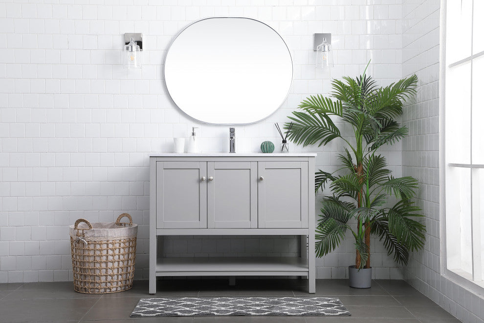 42" Single Bathroom Vanity, Grey