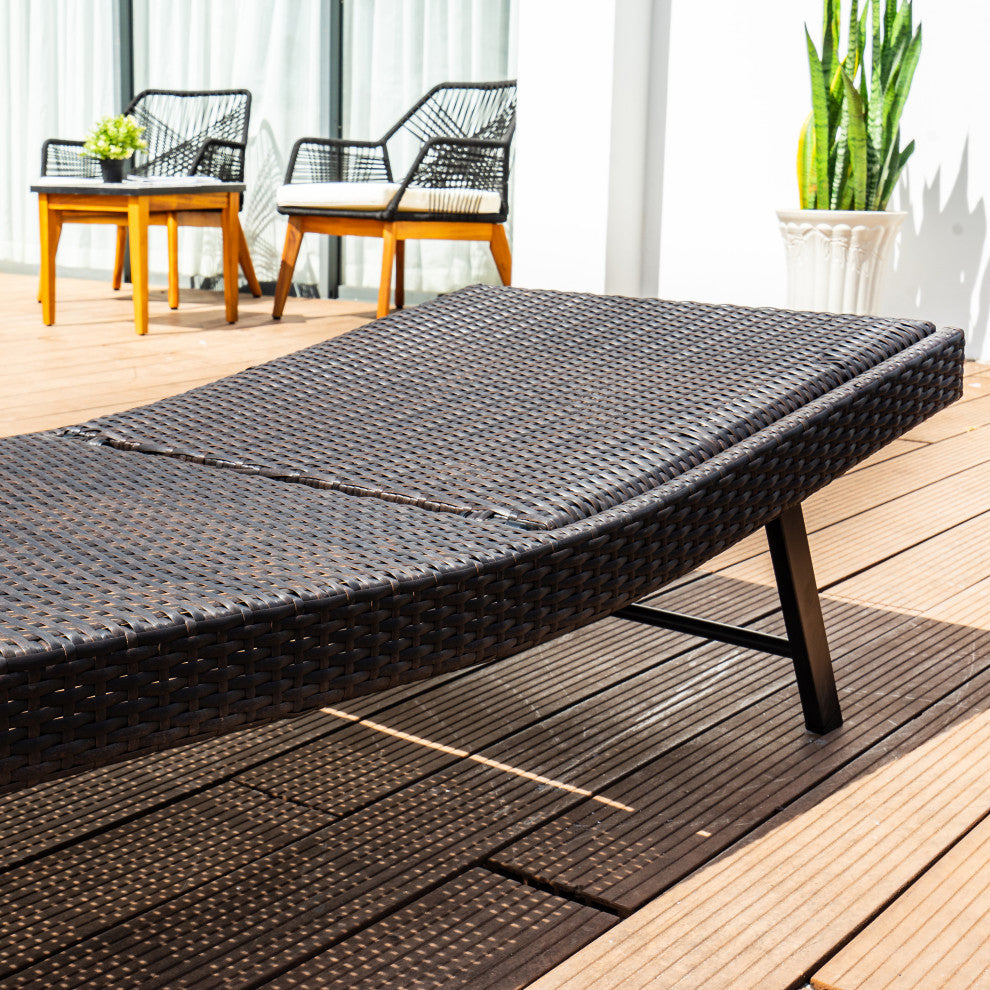 Set of 4 Faro Chaise Lounge - Dark Brown