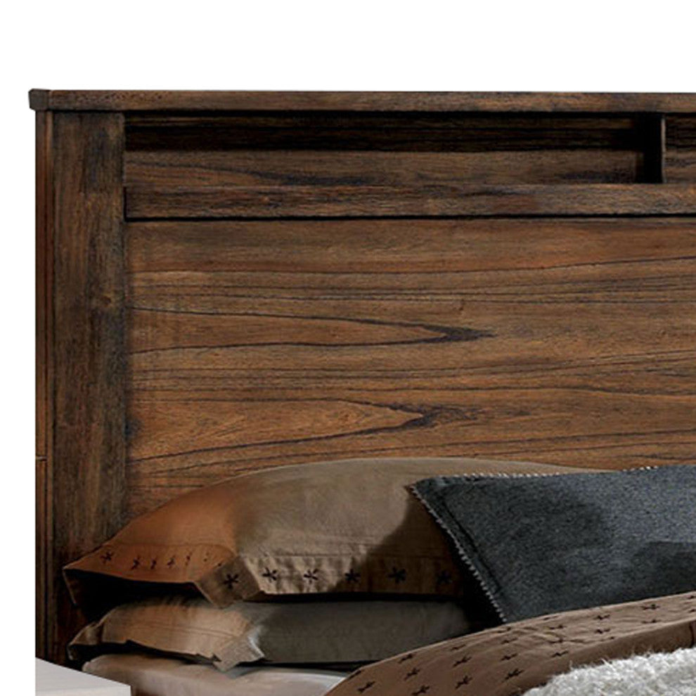 Benzara BM207725 Wooden Queen Size Bed With 2 Drawer storage, Brown