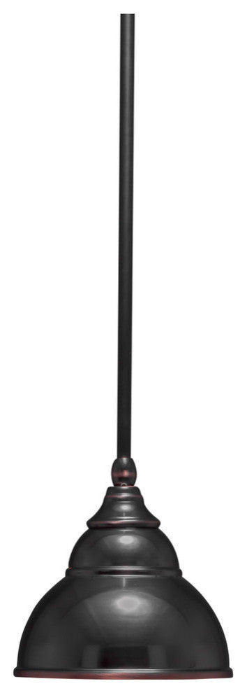 Stem Mini Pendant In Black Copper, 7" Double Bubble Metal Shade Glass
