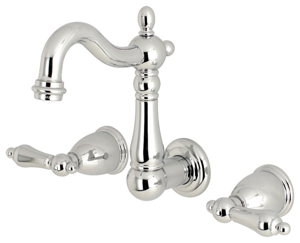 Kingston Brass Wall Mount Bathroom Faucet, Polished Chrome