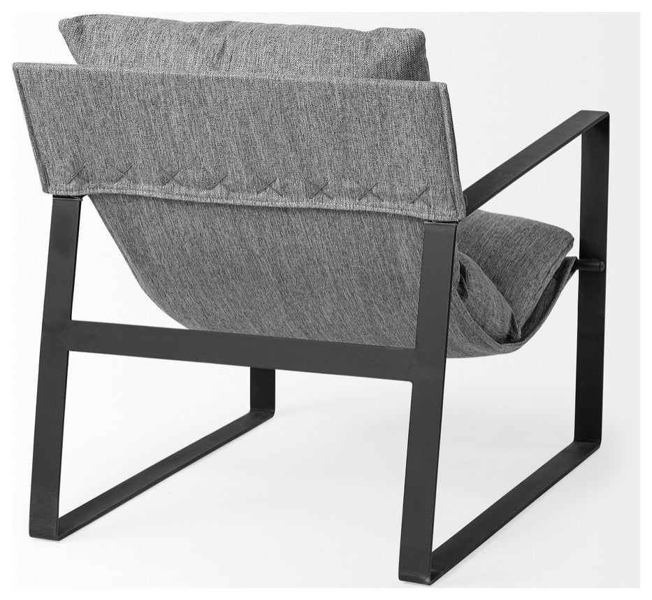 Stone Gray And Black Metal Sling Chair