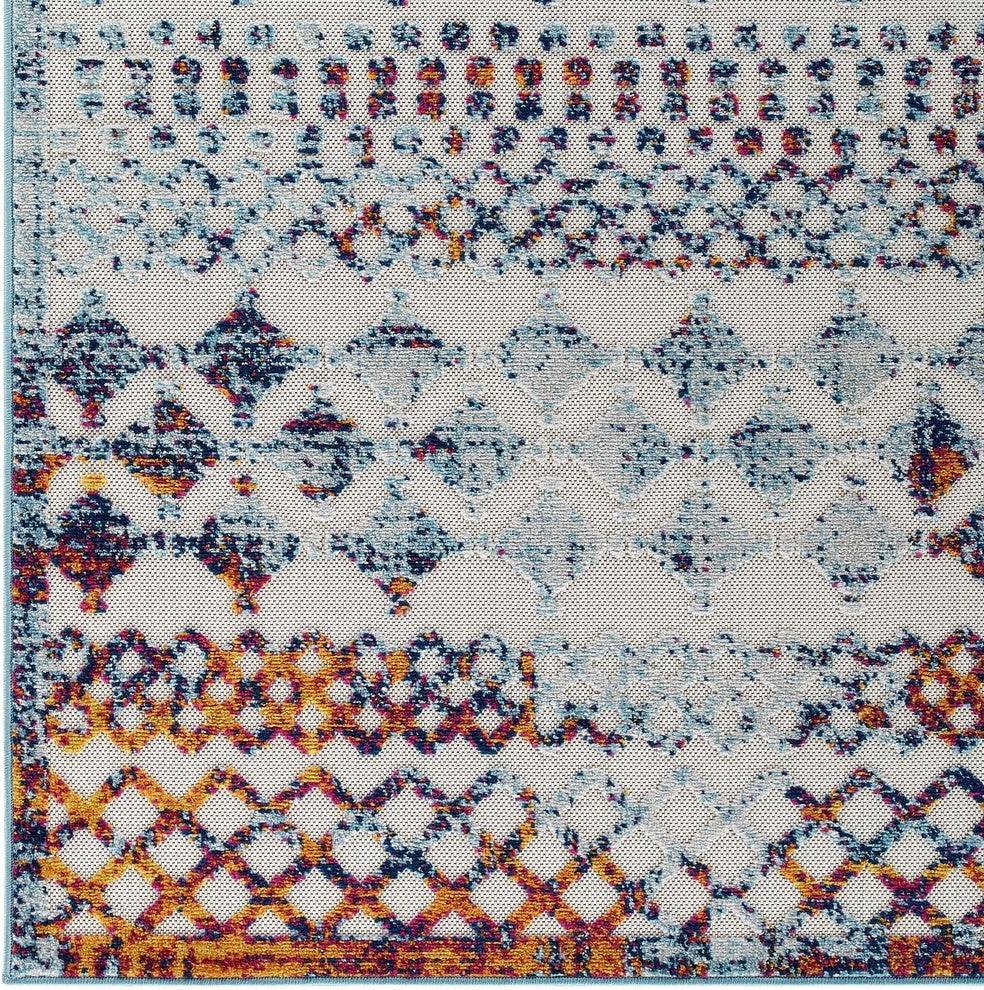 Vintage Abstract Diamond Moroccan Trellis 5x8 Indoor and Outdoor Area Rug