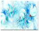 Blue White Fractal Glass Texture, Abstract Triptych Canvas Art, 36x28, 3 Panels