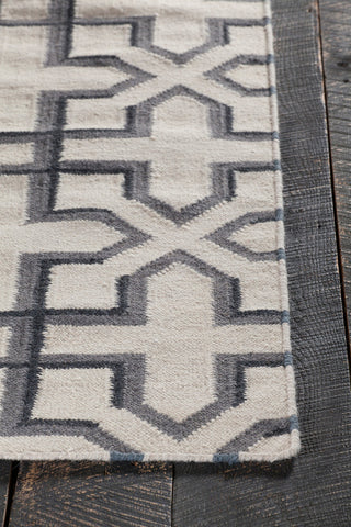 Lima Contemporary Area Rug, White and Black, 7'x10'